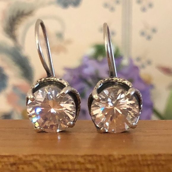 Vintage Silpada Sterling Silver Cubic Zirconia Center Stage Earrings W1863 - Picture 10 of 16